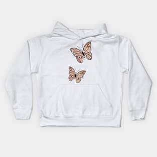 Rose Gold Glitter Butterflies Kids Hoodie